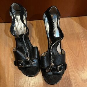 Michael Kors Black Heeled Sandals with Zipper